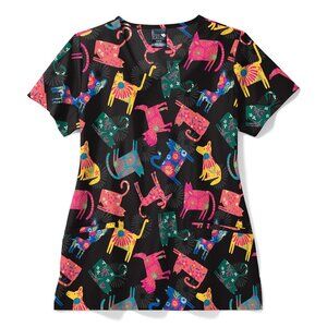 (S) Zoe and Chloe Scrub Top Z 18213 pwbb Dogs and Cats